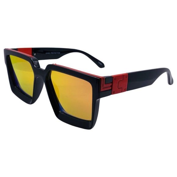 6143 | Black/Red Square Mirrored Sunglasses - Picture 3 of 5